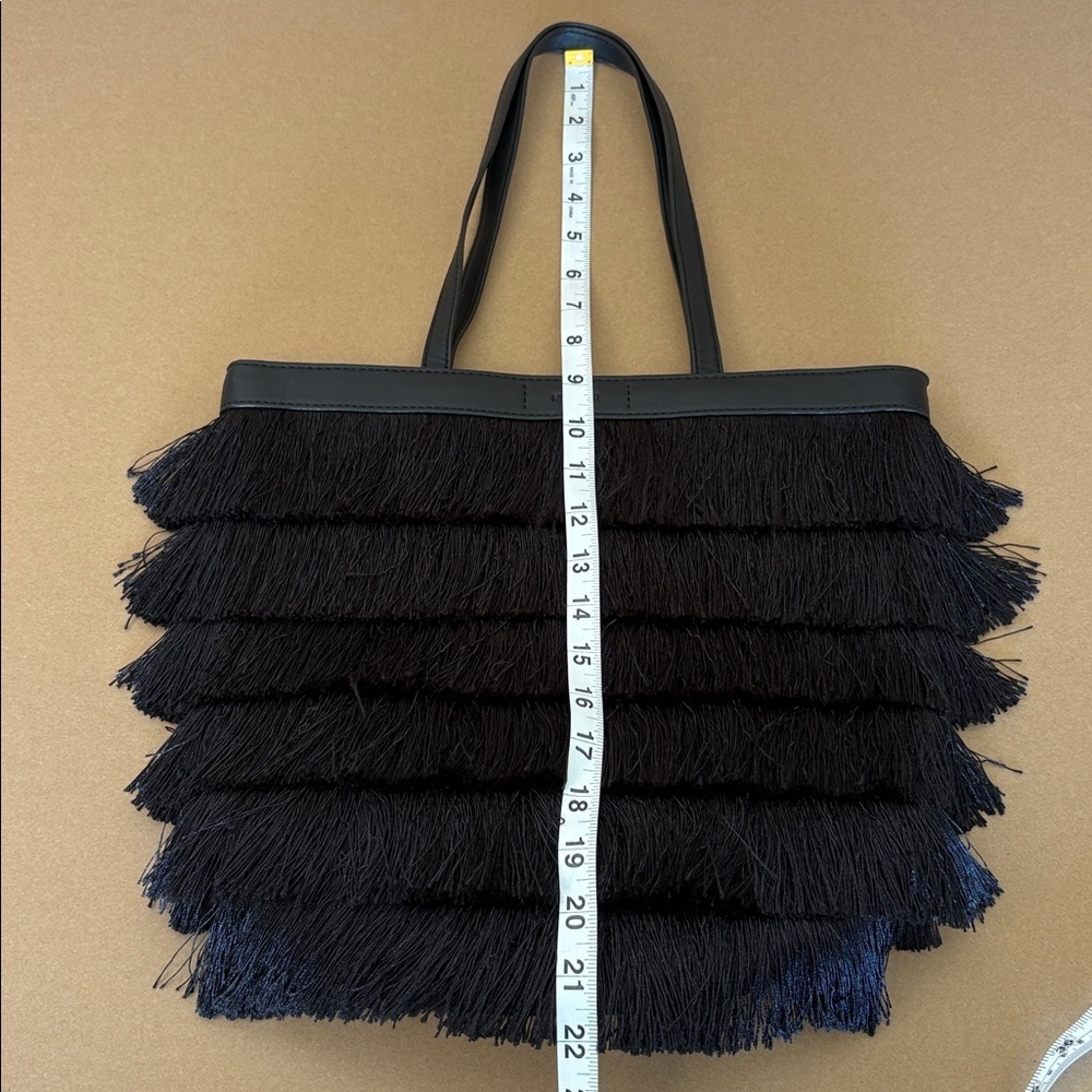 NINE WEST Black Fringe Tote Bag - Picture 3 of 11